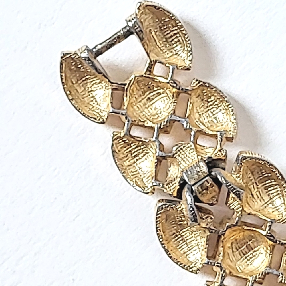 EMMONS VINTAGE BRACELET & CLIP EARRINGS SET DEMI-PARURE GOLDTONE - Picture 10 of 12